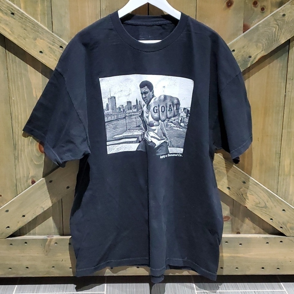 MENS MUHAMMAD ALI GRAPHIC TEE BLACK WHITE TSHIRT SIZE 2XL